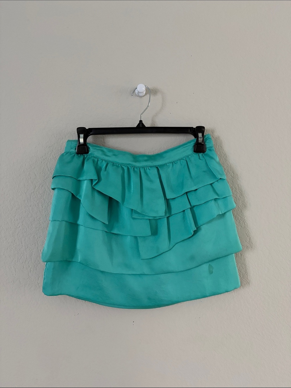 Lush Teal Tiered Ruffle Mini Skirt Size Small